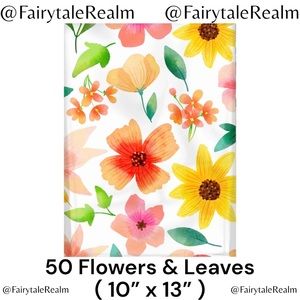 10”x13”  ( 50 ) Flowers & Leaves Poly Mailers, Shipping Envelopes, Gift Bags